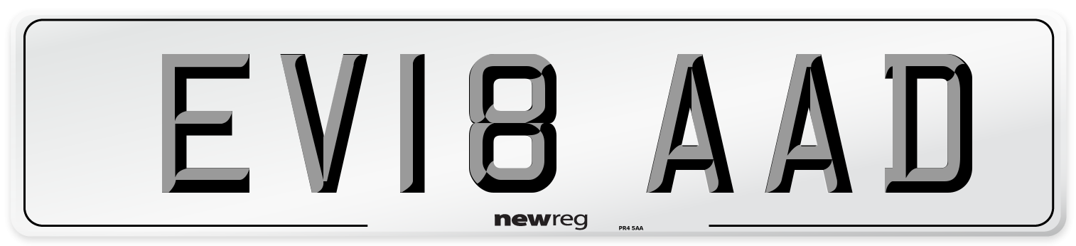 EV18 AAD Number Plate from New Reg